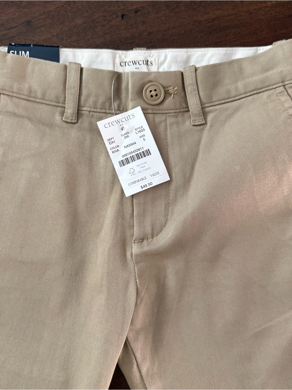 Crewcuts Tan Slim Chino Pants